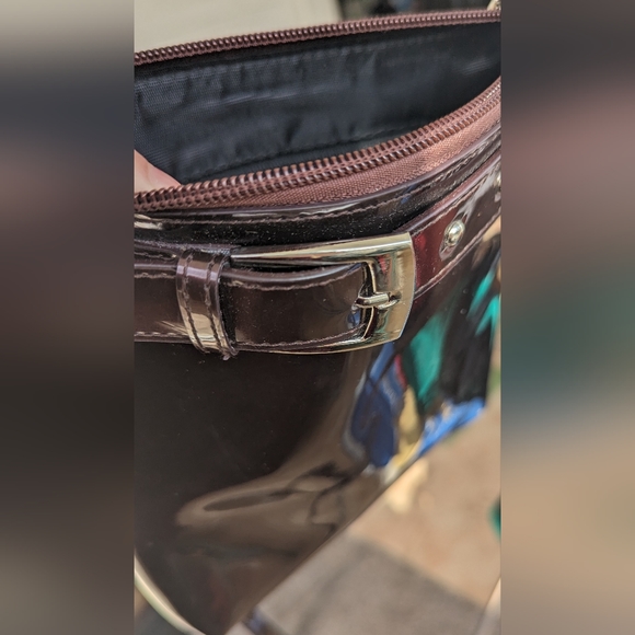 Beijo buckle purse wine maroon color 90s style med shiny unique - Picture 6 of 6